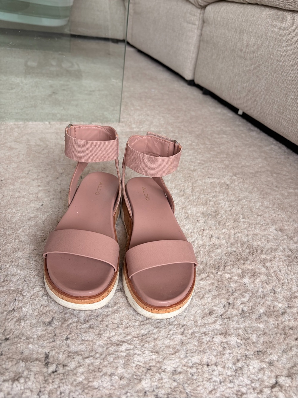 Aldo Dusty Pink Ankle-Strap Platform Sandals